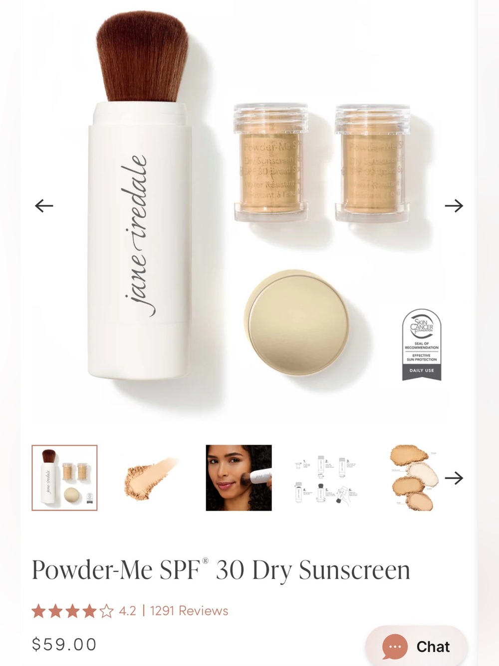 jane iredale Powder-Me SPF 30 Dry Sunscreen Brush and refills